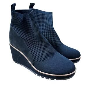 Eileen Fisher Quill Platform Wedge Bootie Women's Black Knit Size 11 NWOB